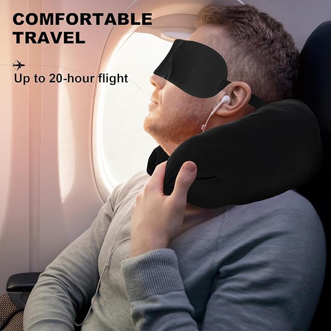 KBY Travel Neck Pillow Stuffable with Clothes, Stuffable Travel Pillow with Sleep Mask Zipplicity Packable Neck Pillow, Fillable Travel Pillow Storage Bag, Soft Velvet Neck Pillow Case Cover