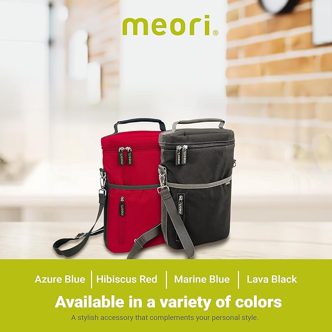 meori 2-Bottle Insulated Wine Tote + Tumbler Set with Lids Bundle Gifts for Wine Lover Women | Hibiscus Red