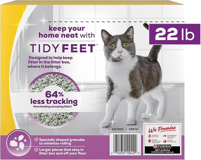 Purina Tidy Cats Tidy Feet Clumping Low Tracking Cat Litter with Odor Control – Unscented - 22 lb. Box