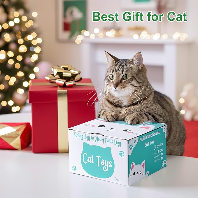 Interactive Cat Toy, Hide and Seek Cat Toys for Indoor Cats, Touch Activated, USB Rechargeable,Moving Feather, for All Breeds Bored Indoor Cats (Green)