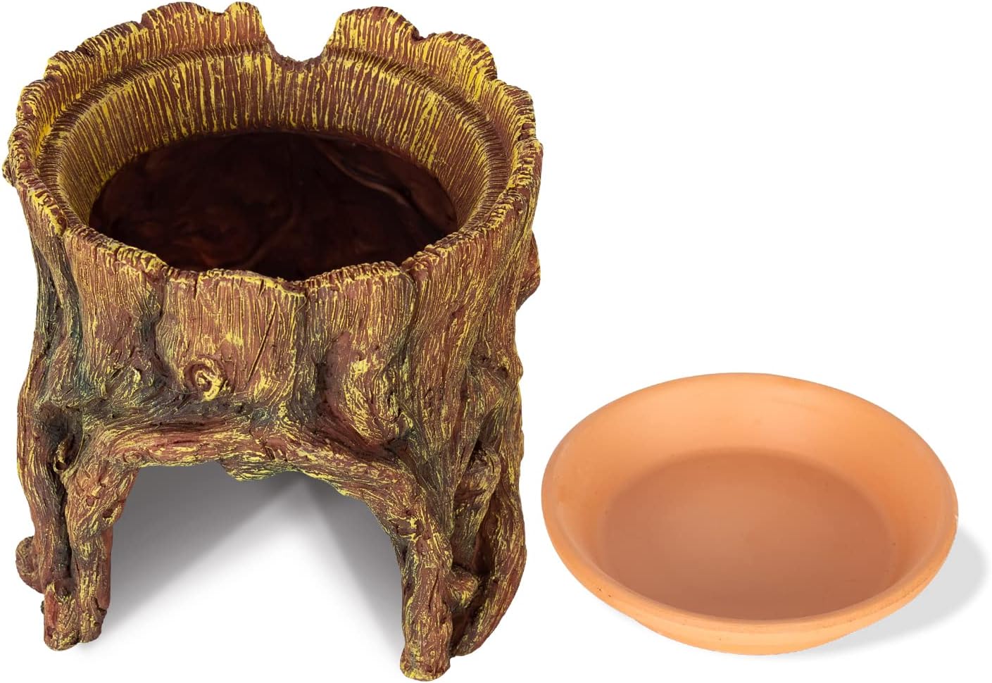 REPTIZOO Reptile Hide Cave Resin Moisture Keeping Reptile Cave with Clay Water Basin Humidifying Help Shedding for Leopard Gecko