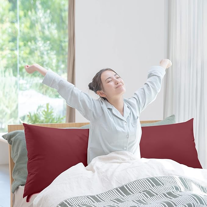 Utopia Bedding Full Body Pillow for Adults (Burgundy, 20 x 54 Inch), Long Pillow for Sleeping, Large Pillow Insert for Side Sleepers