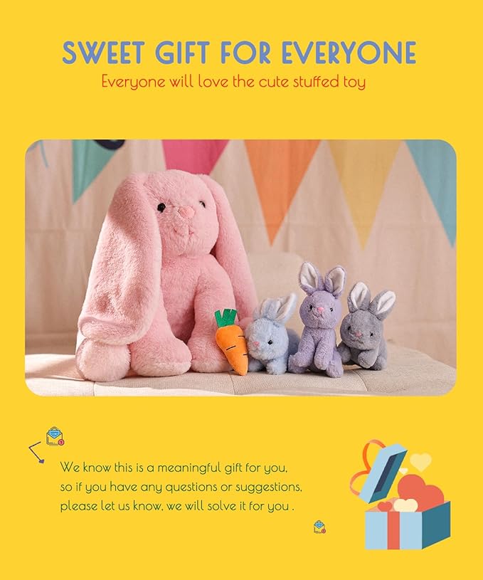 5 Pieces Rabbit Stuffed Animals for Girls,1 Mommy Rabbit with 4 Babies,Plush Bunny Stuffed Toy Gifts for Kids Children 3 4 5 6 7 8 9 Years,Soft Stuffed Bunny for Christmas,Birthday,Party Decorations