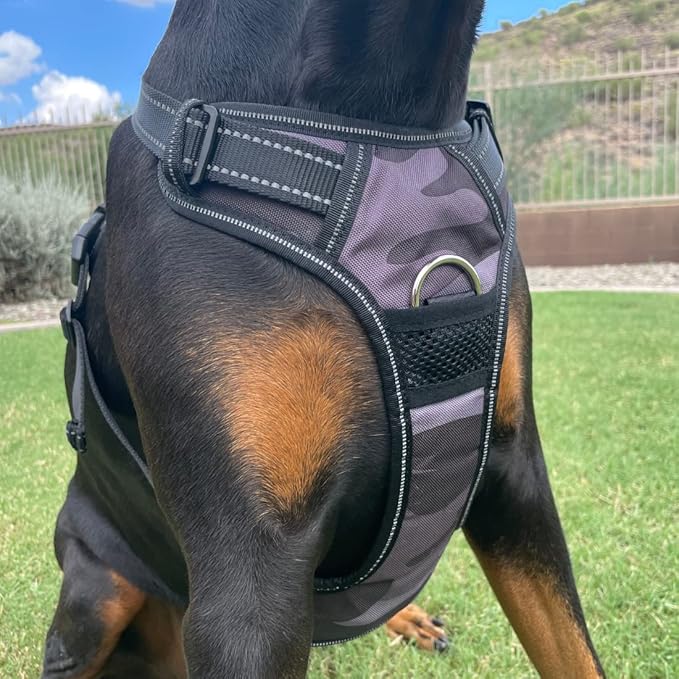 4Knines No Pull Dog Harness for Medium Dogs – Adjustable Reflective Harness with Front & Back Leash Clips – Durable, Easy Control for Walks & Training (Camo)