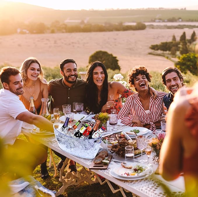 Ice Bucket 2 PCS,Acrylic Ice Buckets for Parties, Mimosa Bar Supplies Beverage Tub and Scoops for Champagne Beer Sparkling Wine Cocktails(5.5L)Extra Large Model (Blue)