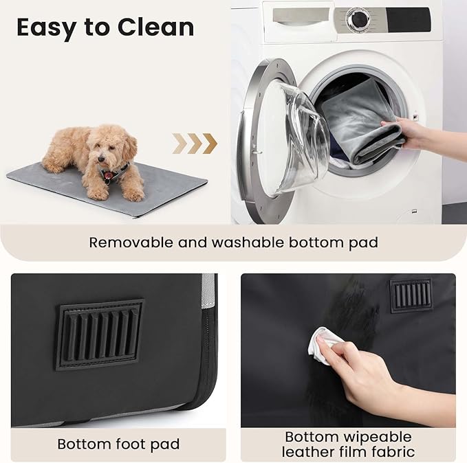 Dog Car Carrier Light Weight, Dog Carrier for Car Easy to Assemble, Dog Car Crate Portable and Breathable, Foldable Pet Carrier for Both Indoor and Outdoor Use, Dog Travel Crate with Curtain Gray