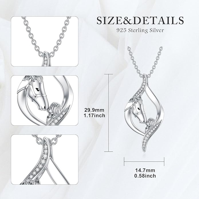 925 Sterling Silver Lab Grown Diamond Animal Necklace Cat/Bear/Bee/Dolphin/Dragonfly/Horse/Hummingbird/Koala/Parrot/Penguin/Pigeon/Sea Turtle/Starfish Lab Grown Diamond Necklace Gift for Women