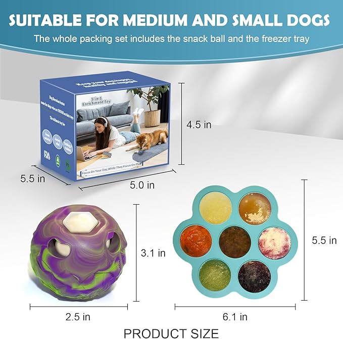 Dog Toys, Frozen Dog Treats to Keep Dogs Busy, Interactive Treat Dispensing Dog Toy Puzzle, Interactive Chew Toys for Large Dog, Power Chewer, Durable Rubber-Easy to Clean (Small)