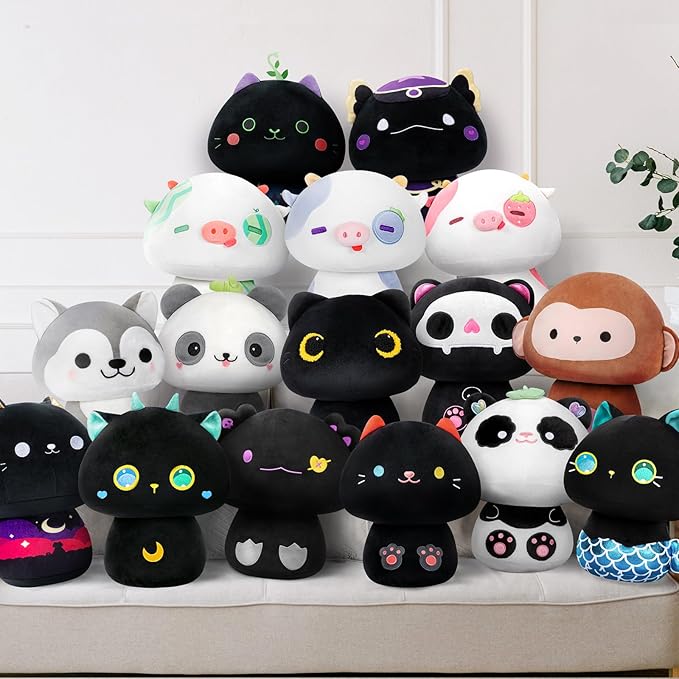 Squishy Cloud-Like Softness, Trending Kawaii Mermaid Cat Mushroom Plush Pillow, A Must-Have Collectible for Young Adults, Perfect for Kids, Toddlers Girls, Stuffed Animal Decor (8")