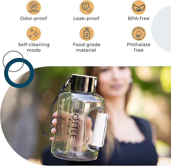 50oz | 1.5L Hydrogen Water Bottle Generator | Latest 2024 SPE PEM Technology | Leakproof | Sports Bottle Jug and Handle | Tritan BPA Free Plastic (Black)