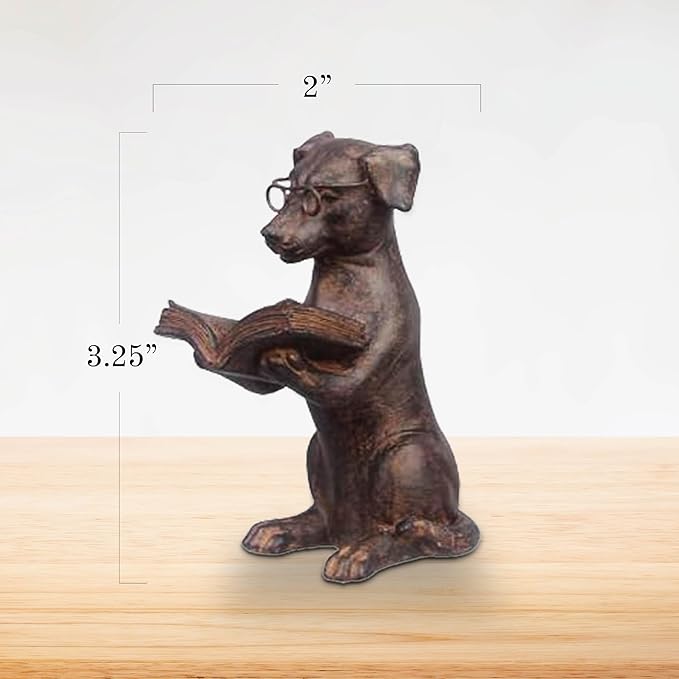 Young's Inc Resin Reading Dog with Glasses