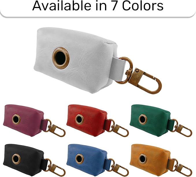 HIFA Genuine Leather Dog Poop Bag Holder, Poop Bag Holders for Leashes - Soft Touch Rustic Leather, Metal Clips and Easy Access to Pet Waste Bags- Dog Poop Bag Dispenser for Outdoor Walking