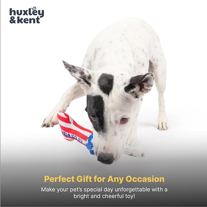 Huxley & Kent Interactive Crinkle Puppy Toys w/ Power Plush Tech - Cute Puppy Toy - Dog Toys for Enrichment ( Lil' Firecracker Bone, Small)