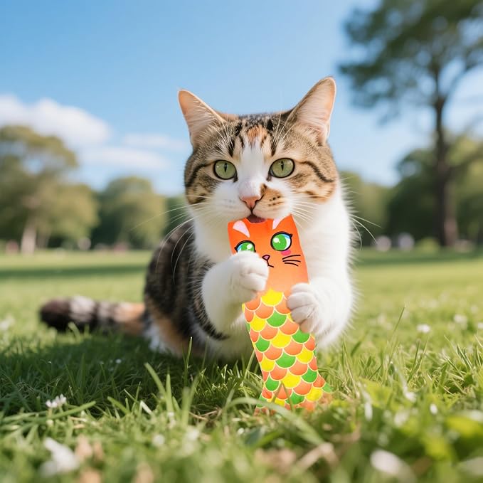 Catnip Toys for Indoor Cats Large Adult Cat Plush Toys with Crinkle Kitten Chew Kicker Toy 6 PCS