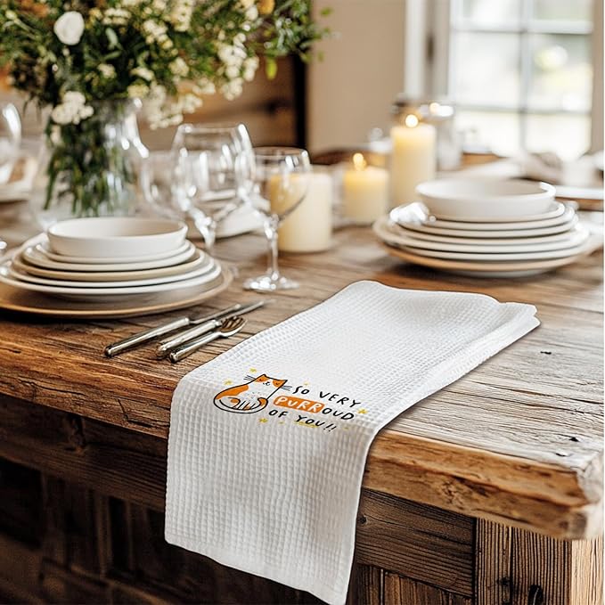 Cat Kitchen Towels, Cat Towels for Cat Lovers, Cat Mom Gifts, Cute Cat Gifts, Cat Gifts for Cat Lovers Women, Cat Lady Gifts, Cat Hand Towels, Cat Dish Towels Tea Towels for Kitchen, 16x24 Inch