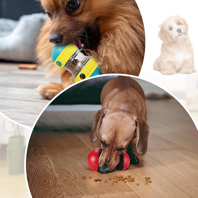 2 Pcs Dog Interactive Puzzle Toys Dog Toy Treat Dispenser Rolling Adjustable Food Dispensing Treat Dispenser Puppy Puzzle Feeder Slow Feeding for Training Large Medium Chewers Breed Pet Gift