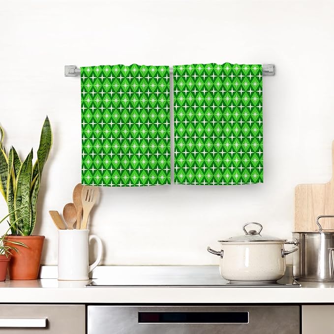 Mid Century Modern Kitchen Towels Decorative Set of 2 Green Hand Towels Tea Towels Soft Absorbent Retro Dish Towels for Kitchen Drying Cooking Baking Bathroom bar Home Decor
