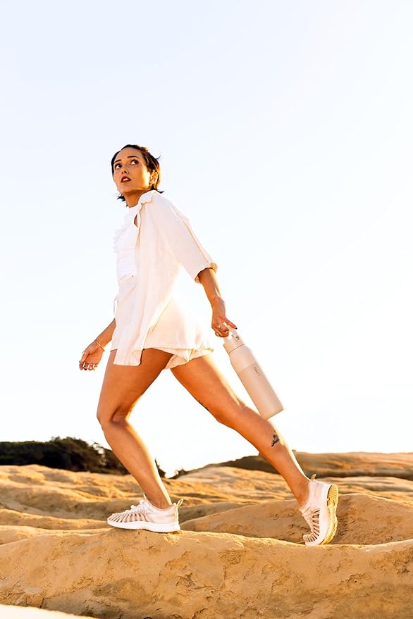 LARQ Bottle Swig Top 34oz - Insulated Stainless Steel Water Bottle With Built-In Silicone Handle | Thermos, BPA Free | Reusable Water Bottle for Sports, Gym, and Travel, Mojave Dune