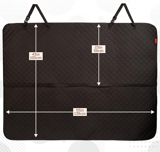 Lusso Gear Dog Car Seat Cover - Non-Slip Waterproof Back Bench Protector for SUV, Car, Truck - Basic Edition Black for Dogs - Camping Gear - Back Seat Covers for SUV