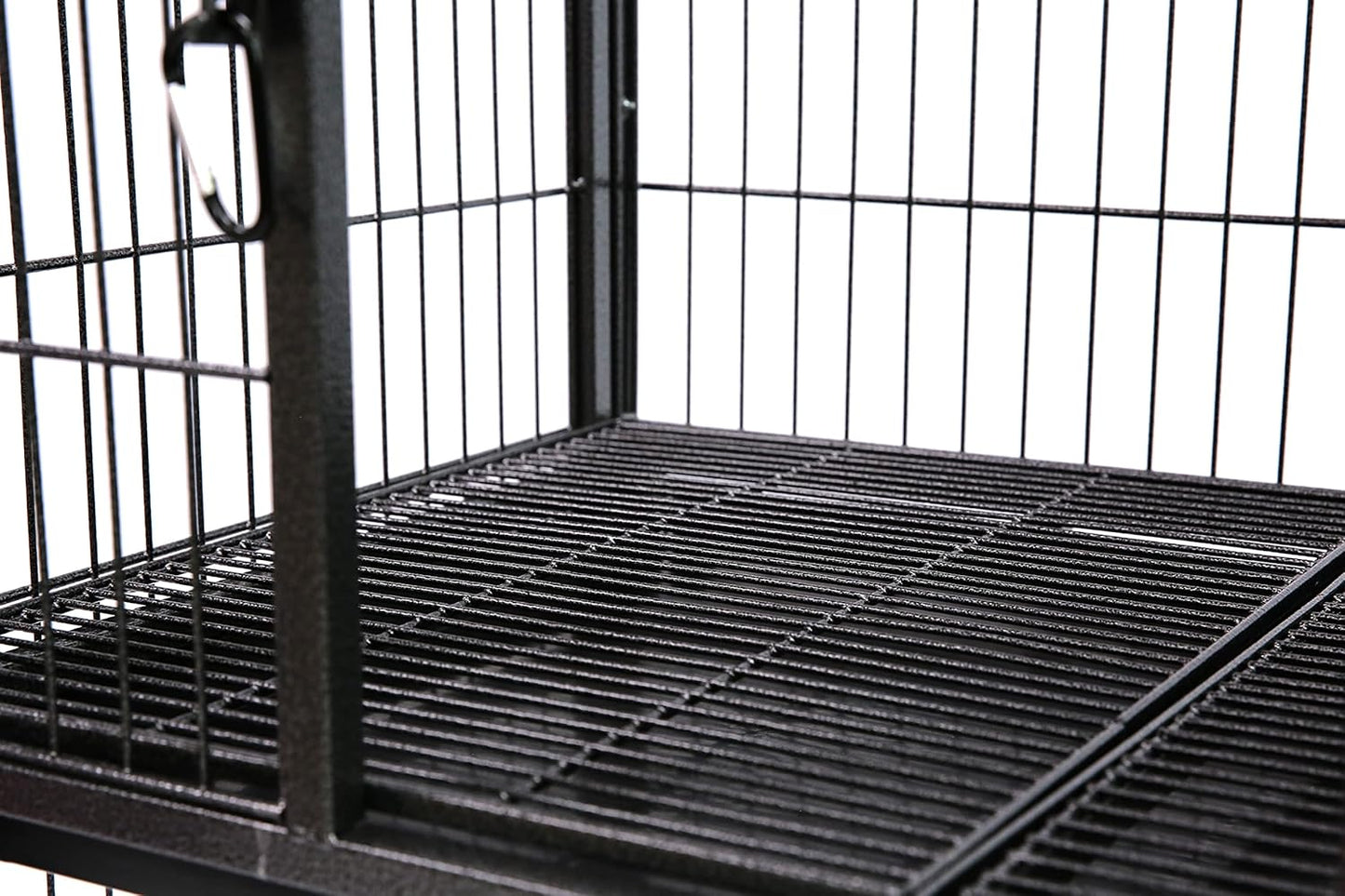 Homey Pet 31 Inch Stackable Heavy Duty Dog Crate Cage Kennel with Four Lockable Wheels, Removable Tray, Escape Proof Wire Drop Dog Crates for Small Dogs (Two Tiers)