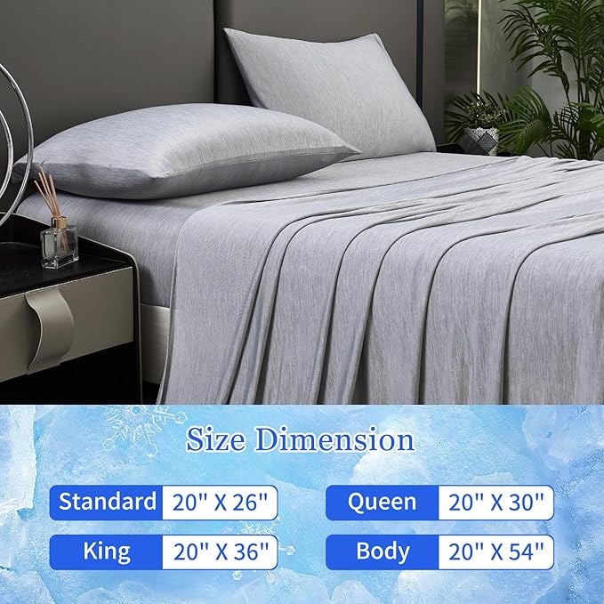 Cooling Pillow Cases for Hot Sleepers - Double Side Arc-Chill Q-Max>0.5 Cooling Fiber Cool Pillow Cases 2 Pack - Breathable Soft Cold Pillow Cases with Hidden Zipper (Dark Grey, 20" x 26")