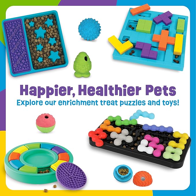 Brightkins Circle Slow Feeder and Lick Mat, Outdoor Puzzle Board, Interactive Dog Toys, Dog Birthday, Enrichment Bowls, Puppy Teething and Chewing, Stimulating Automatic Feeder