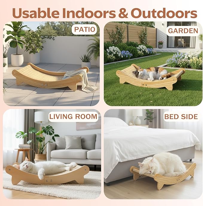 Cat Scratcher Bed – Durable Arc-Shaped Cat Bed & Scratch Pad, Natural Sisal Mat Hammock for Kittens and Adult Cats