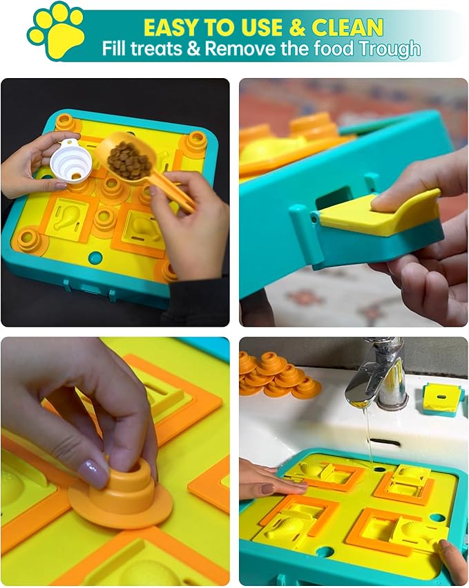 Dog Puzzle Toy Mental Stimulation - Level 3 in 1 Dogs Food Puzzles Toys, Dog Treat Puzzle Feeder (Advanced-Blue Board)