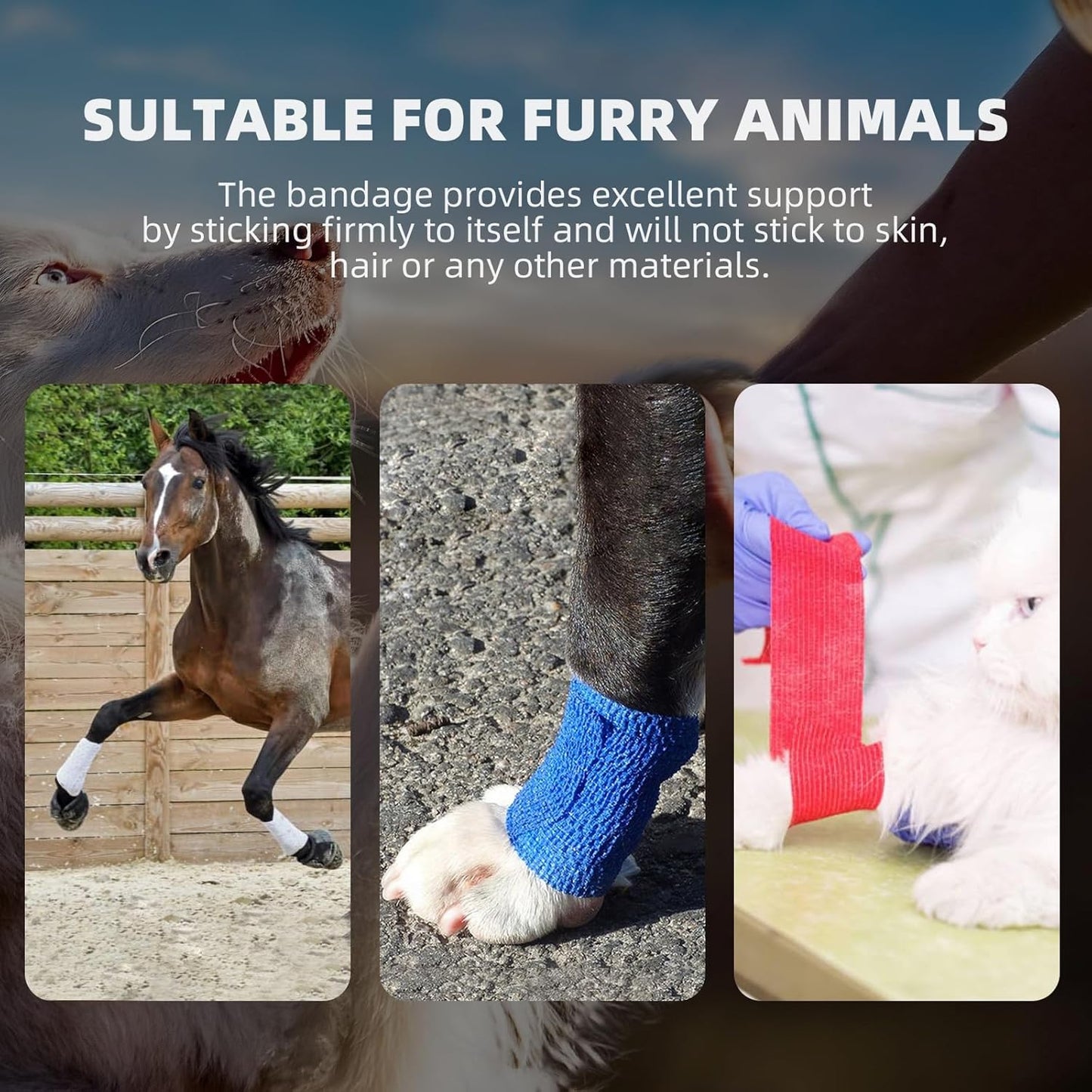 OK TAPE Self Adherent Cohesive Bandages Wrap - 6Packs, 4" x 5 Yards, Non-Woven Self Adhesive Bandage Wrap for Thumb, Finger, Wrist, Ankle, Vet Wrap Bandages Tape (Beige)