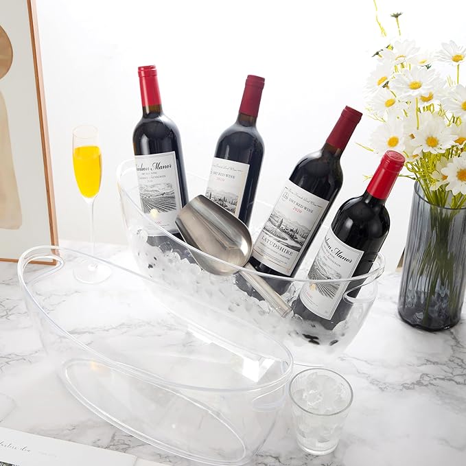 Ice Buckets for Parties, 2pcs Champagne Bucket with 2 Ice Scoop, 5.5l Ice Bucket for Cocktail Bar, Holds 4 Cocktails