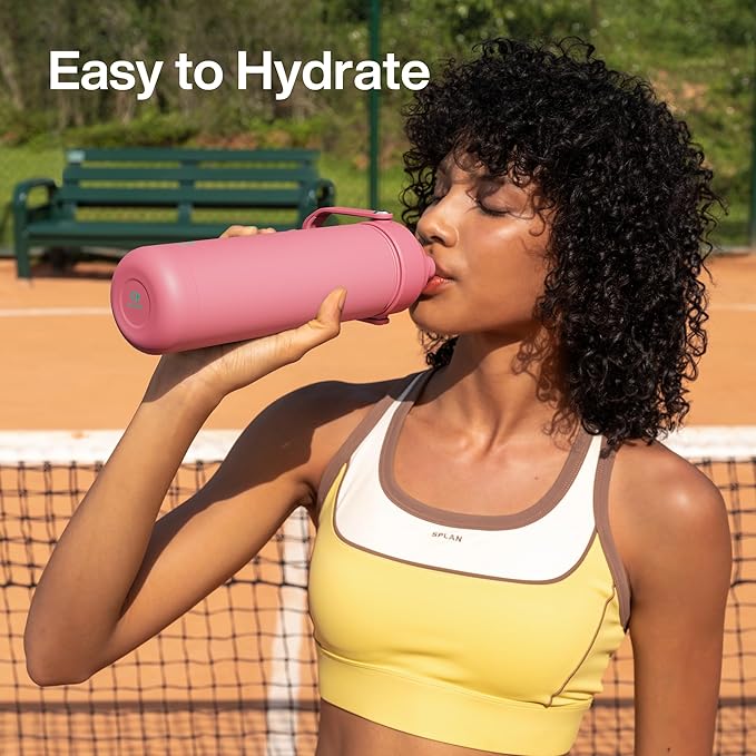 Insulated Water Bottle with Straw Stainless Steel Water Bottle, Leak-Proof, BPA-Free, Double Wall Vacuum Keeps Cold for 24 Hours for Sports, Travel, School (18 oz, Tulip)