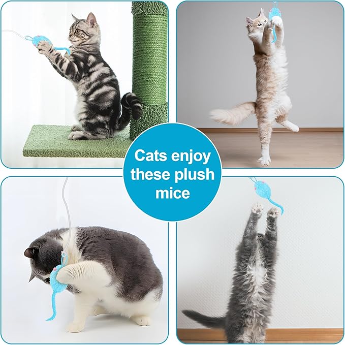 Cat Toy, Upgraded Smart Interactive Cat Toys with Remote Control, USB Rechargeable Door Hanging Retractable Kitten Toy for Self Play, Teaser Electronic Feather Cat String with 3 Plush Mice