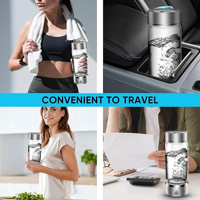 Hydrogen Water Bottle, Portable Hydrogen Water Bottle Generator, Ion Water Bottle Improve Water Quality in 3 Minutes, Water Ionizer Machine Suitable for Office, Travel and Daily Drinking(Sliver)