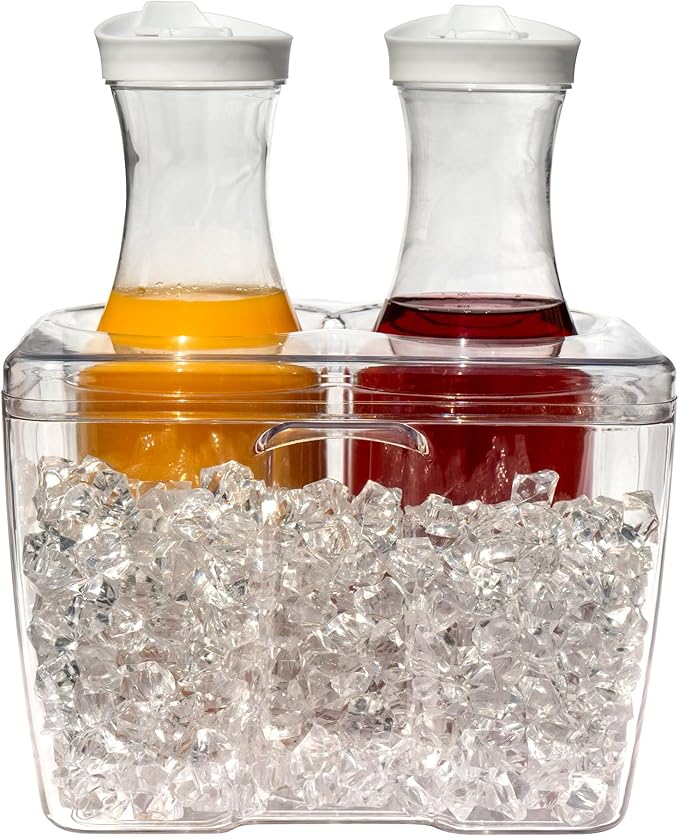 Ice Chilled Wine Bottle Server and Carafe Set - Includes Two 1.35L Carafes | Champagne & Wine Bottle Chiller | Shatter Resistant Cooler for Bars and Outdoors | Keeps Bottles Cooler for Longer