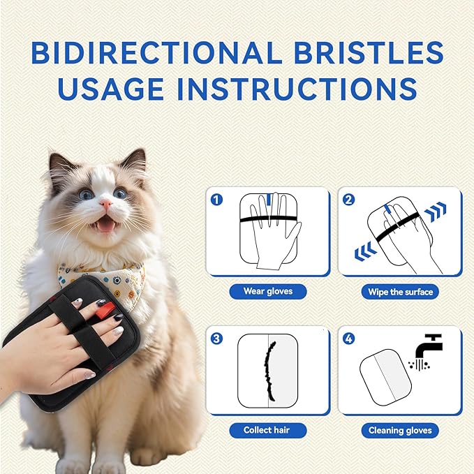 Pet Hair Removal Gloves, Reusable Electrostatic Pet Grooming Gloves for Cats & Dogs' Fall Winter Season, Hair Removal Suitable for Clothes, Carpets, Sofas, Furniture-2 Pcs