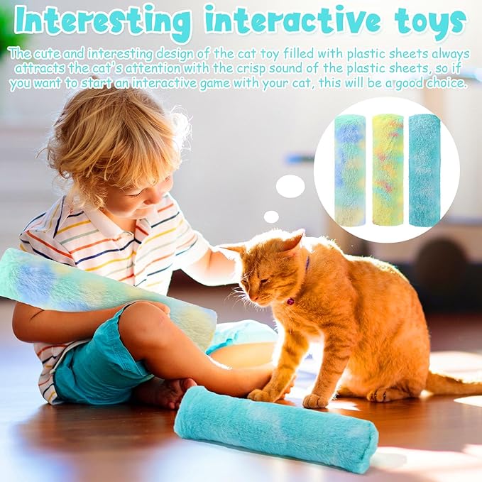Civaner 6 Pcs 10.6 Inch Cat Catnip Toys Interactive Kitten Kicker Toy Soft Plush Cat Pillow Sticks Kitten Chasing Chewing Exercising Catnip Toy Indoor(Yellow,Mint Green,Blue,Fresh)