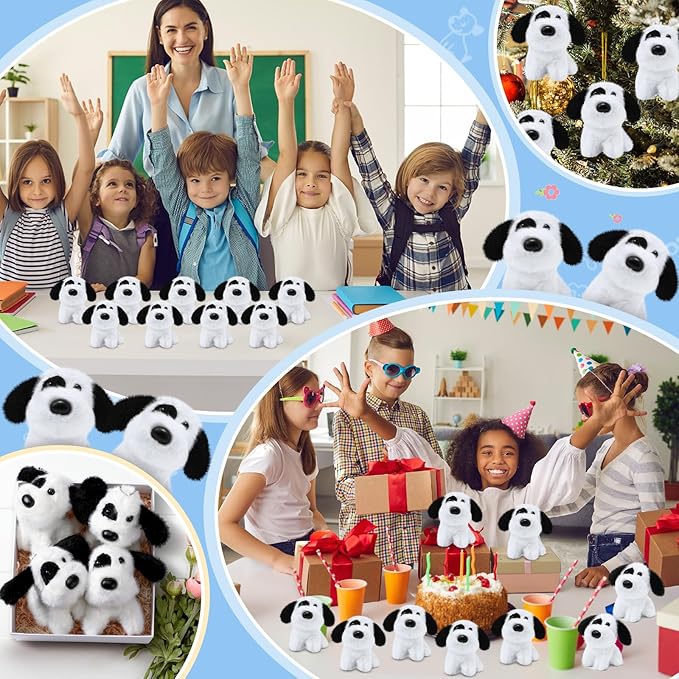 Sumind 9 Pcs 4" 5" Mini Plush Stuffed Dog Party Favor Small Puppy Stuffed Animal Bulk Soft Toy Doll Cute for Kids Gift Graduation Stocking Stuffers Baby Shower Birthday(Cute Dalmatian)