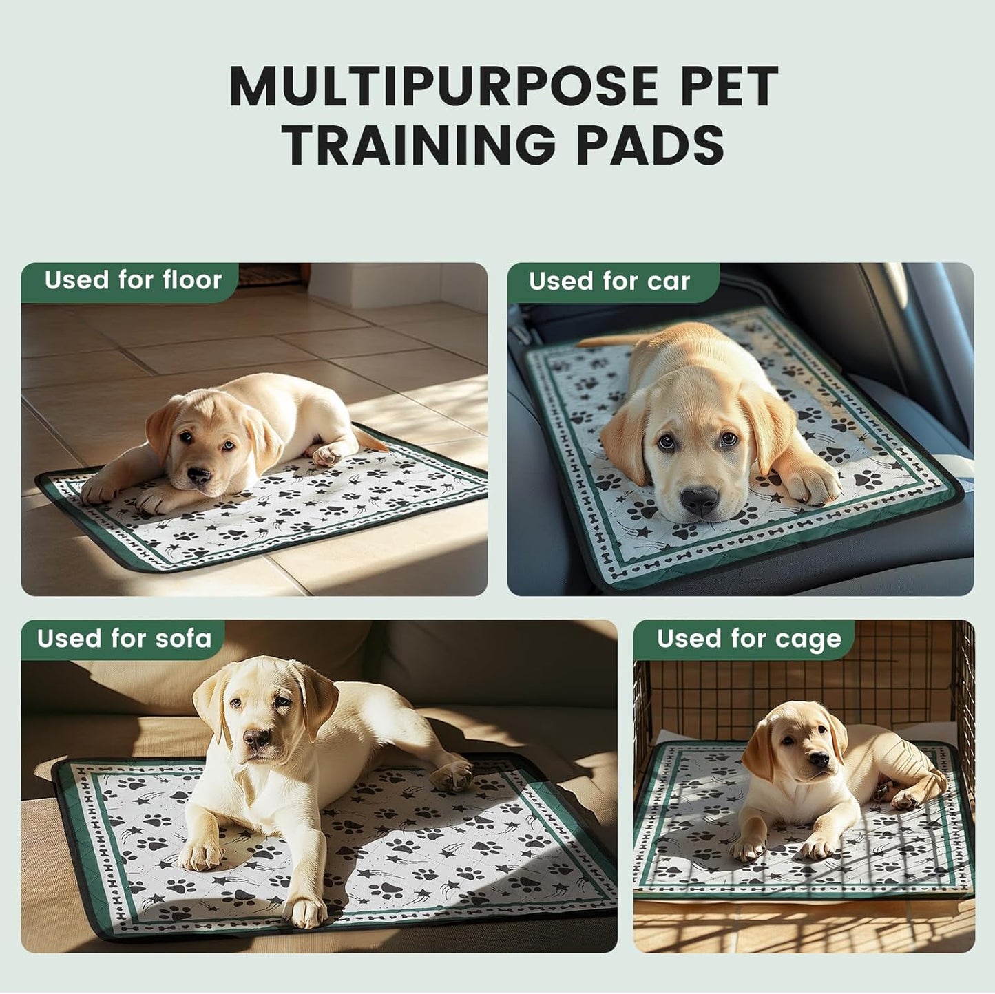 Gardner Pet Washable Dog Pee Pads,18'' x 24'' Non Slip Dog Mats with Great Urine Absorption, Reusable Puppy Pee Pads for Potty Training - 2 Pack