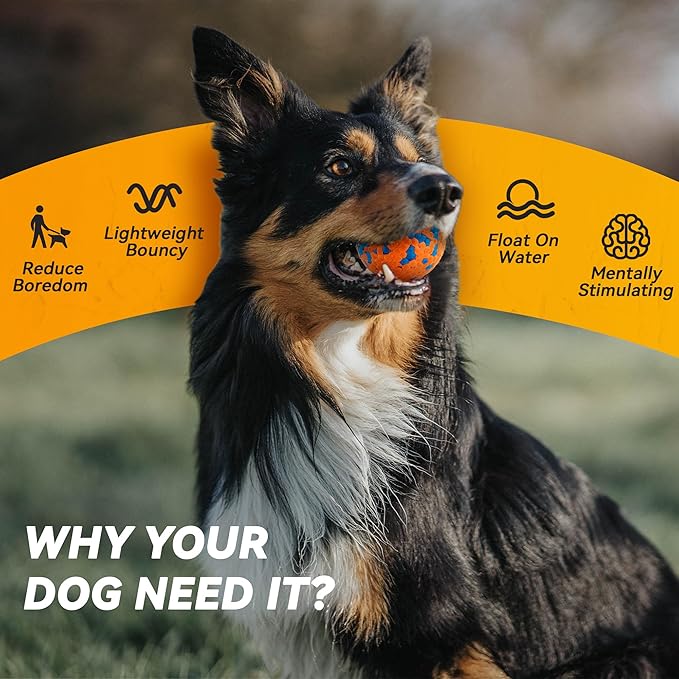 4Pcs Dog Balls, Tennis Balls for Dog Aggressive Chewers, for Large Medium Small Puppy, Training Catch&Fetch, Water Floats Toys, Orange