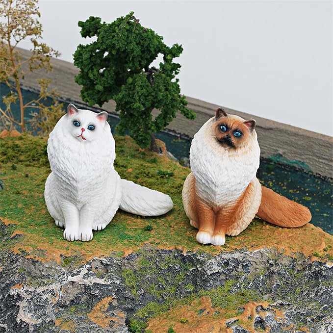 Ragdoll Cat Figurine Big Cat Animal Action Figure Cat Toy Cat Model Figure for Party Supplies Desktop Decoration Cake Toppers Collection Toys for Boys Girls Kid Toddlers