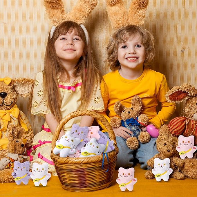 Zomiboo 9 Pcs Cat Stuffed Animals Bulk Mini Plush Cat Pig Stuffed Kitten Soft Doll Piggy Plush Toys Ornament for DIY Keychain Halloween Classroom School Pet Animals Party Favors(Vibrant Style)