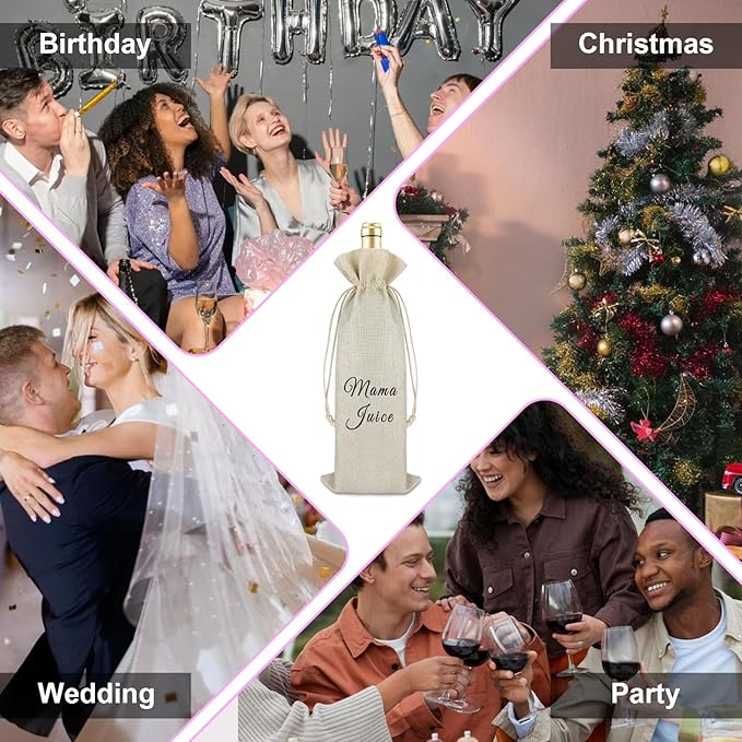 Mom Gifts Birthday Gift for Mom from Daughter Son Wine Bags Mother's Day Gift Thank You Gift for Mother Mama Stepmom Gift Drawstring Burlap Wine Wrap Bag Christmas Gift for New Mommy Mom to Be Gift