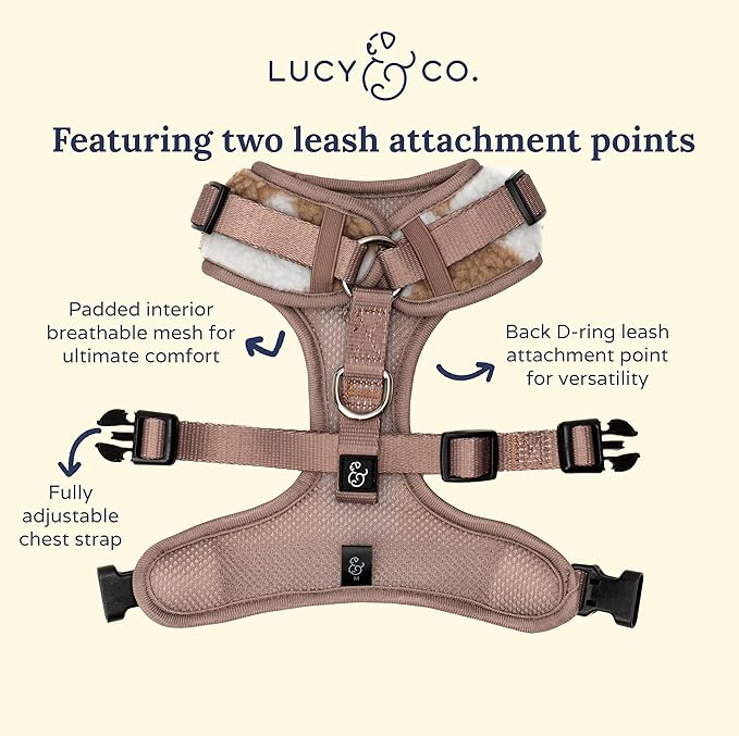 Lucy & Co. The Playing Checkers No-Pull Dog Harness for Dogs – Vest to Stop Pulling & Walk Easy – Comfortable Leash Training Product w/Adjustable Chest & Neck Straps - White & Tan Checker - X-Large