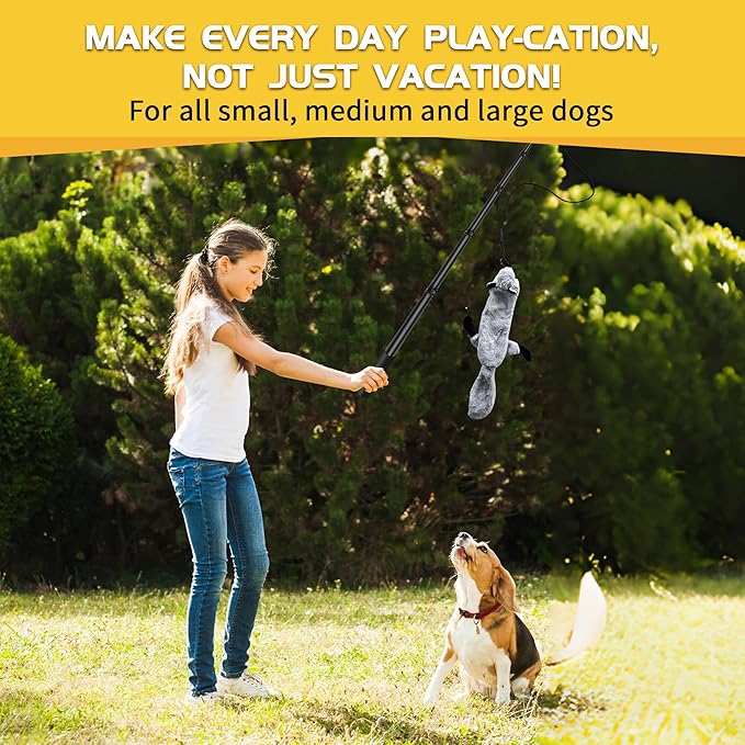 Flirt Pole for Dogs, Interactive Toys Tug-of-war for Dog, Five-Section Retractable Adjustable Length,for Outdoor Exercise & Training for Small Medium Large Dog