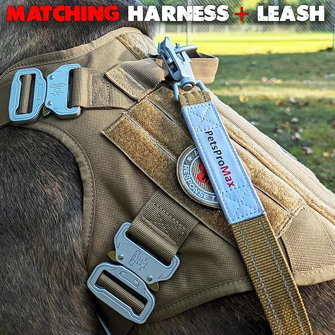 Tactical Dog Harness with Metal Buckle; Military Style Tactical Dog Vest Harnesses; Heavy Duty Harness for Large Dogs with All Metal Components. Tan Large (L)