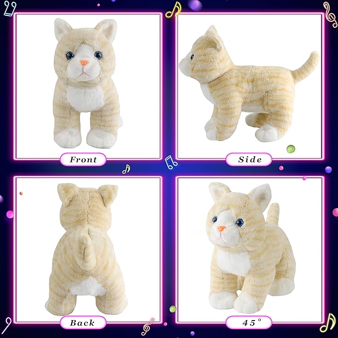 Glow Guards 14'' Light up Kitty Stuffed Animal Soft Realistic Cat Plush Toy with LED Night Lights Glow Birthday Children's Day Gifts for Toddler Kids