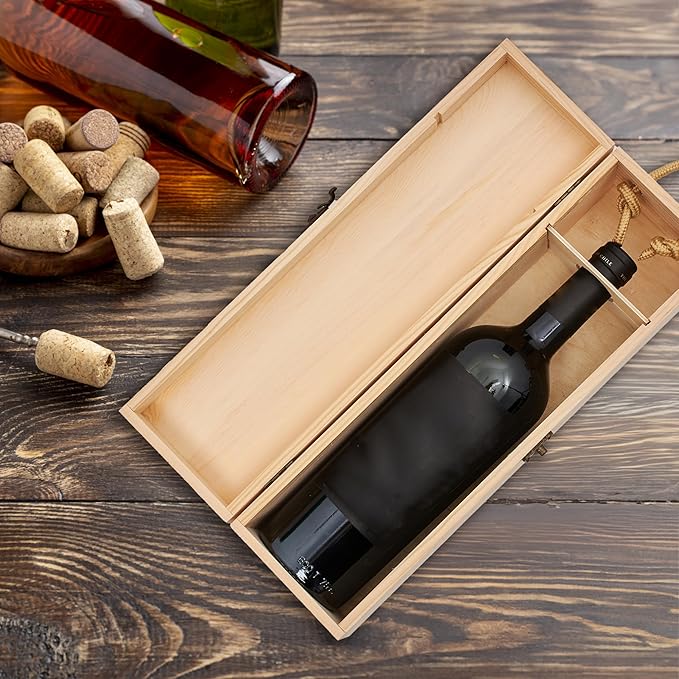 MEANT2TOBE Wooden 40th Birthday Wine Box - Timeless Elegance, Elite Durable Wood Craftsmanship, Chic Presentation for Wine Bottles, Versatile Gift for Special Occasions - 4.3" x 13.7" x 4.3", Brown