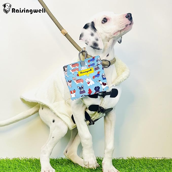 Dog Treat Pouch,Cotton Pocket Sized Training Holder, Hand Free Walking Funny Bag with Carabiner, Self-Closing Pet Feed Snack Reward, Behavior Aids for Puppy Travel or Outdoor Use(Dog Puzzle)