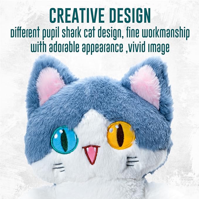 OOPSHANA Long Cat Plush Toy Cute Plushie Hugging Plush Pillow Shark Cat Stuffed Animal for Girls and Boys Blue 33"