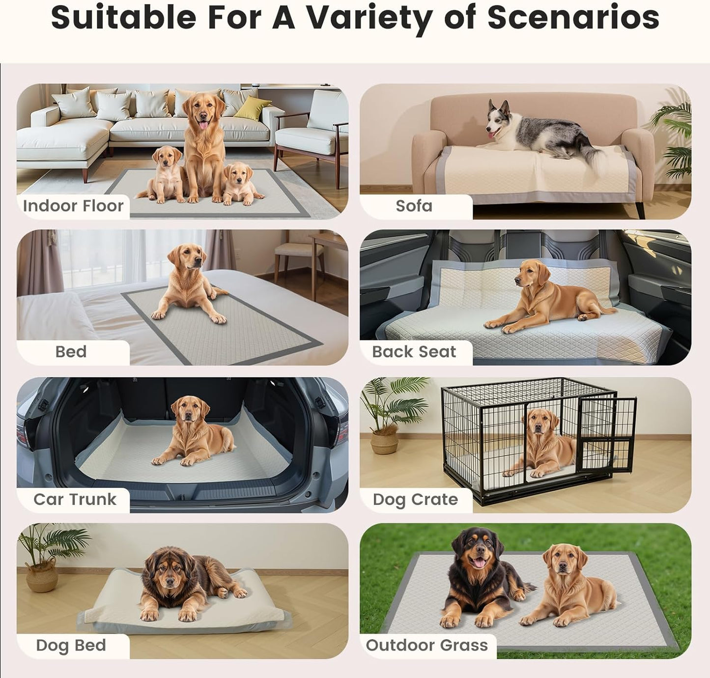 Gardner Pet 5XL Dog Pee Pads Extra Large, 37"x54" Super Absorbent & Leak-Proof Large Puppy Pads, Nop-Slip Bottom Disposable Pee Pads for Dogs Cats Crate, 50 Count Grey